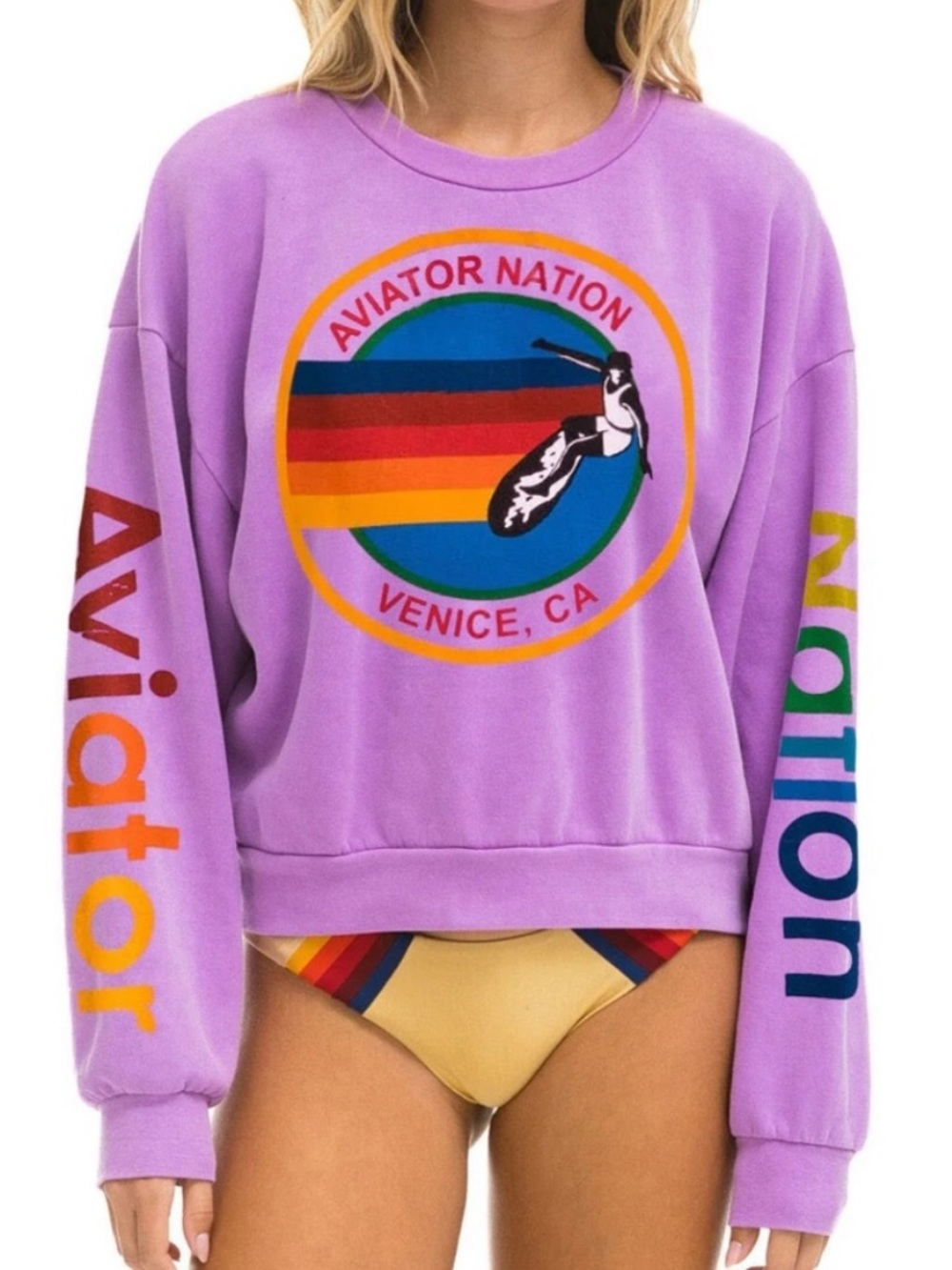 Relaxed Surf Logo Crewneck Neon Purple